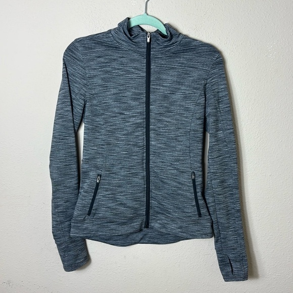 Athleta Heather Gray Full Zip Jacket Size XS Stretch Thumb Hole - Picture 1 of 10